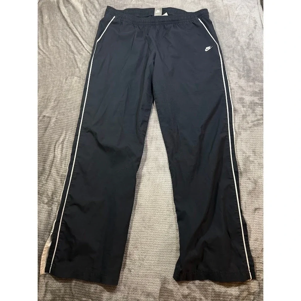 Nike Fit‎ Dry Track Pants Navy Blue White Piping XL Mens Small Split Hem 36X32